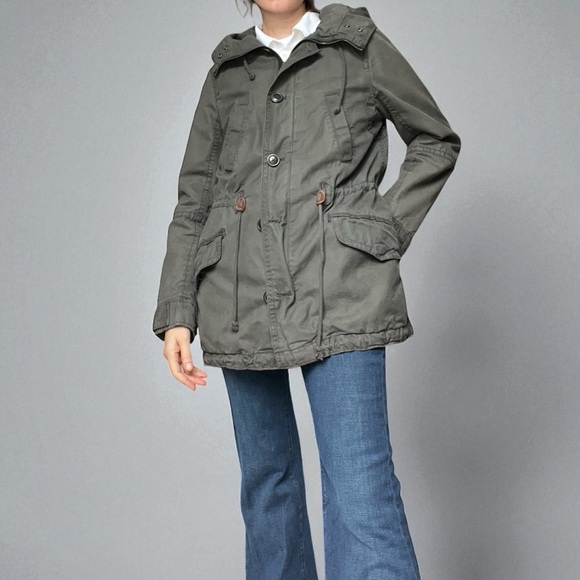 Gap Gray Hooded Parka Jacket Utility Anorak Coat with Removable Liner Small - Picture 1 of 14